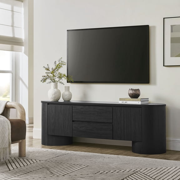 Duval  71 Inch Oval  TV Cabinet in Black