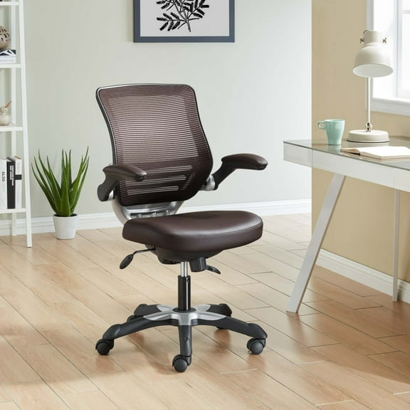 Modway Edge Vinyl Office Chair in Brown