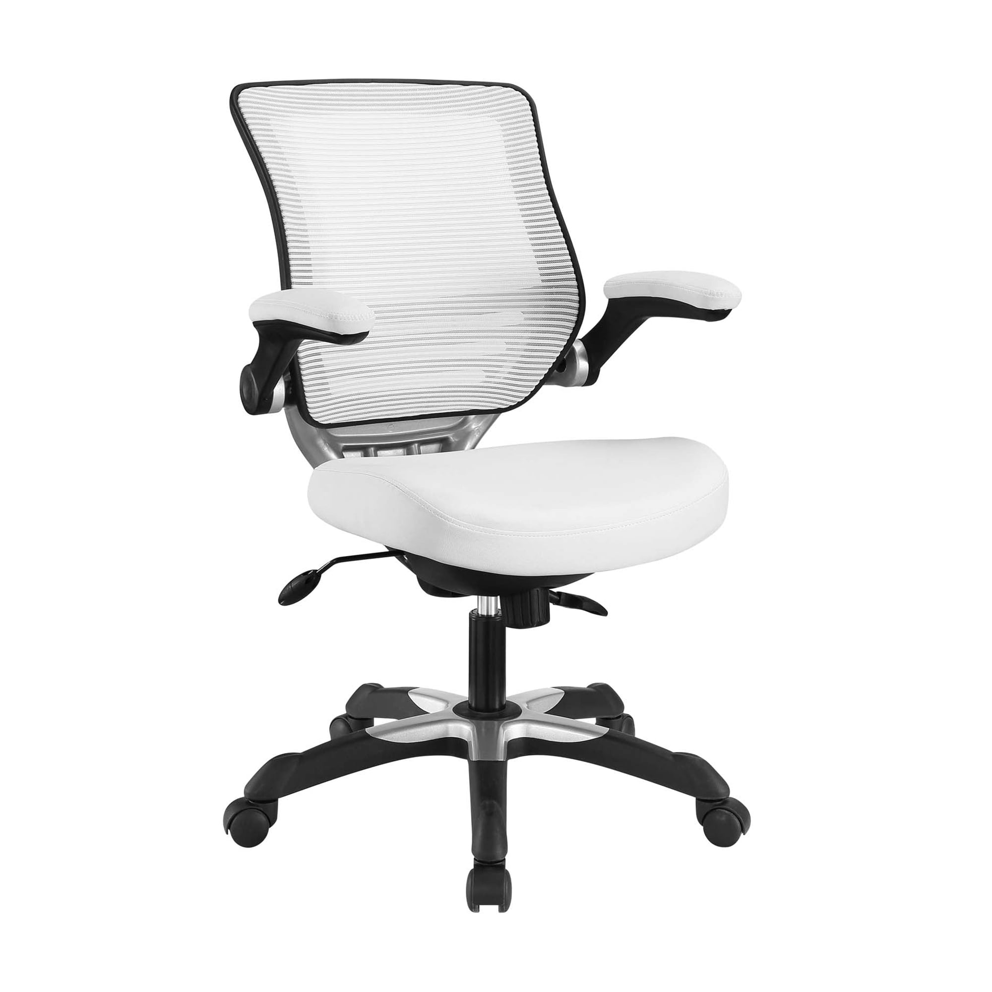 White Mesh and Leatherette Adjustable Office Chair