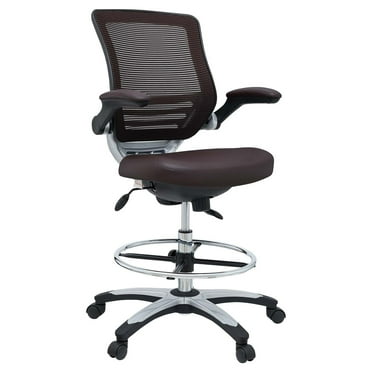 Modway Edge Modern Style Vinyl Drafting Chair in Brown Finish