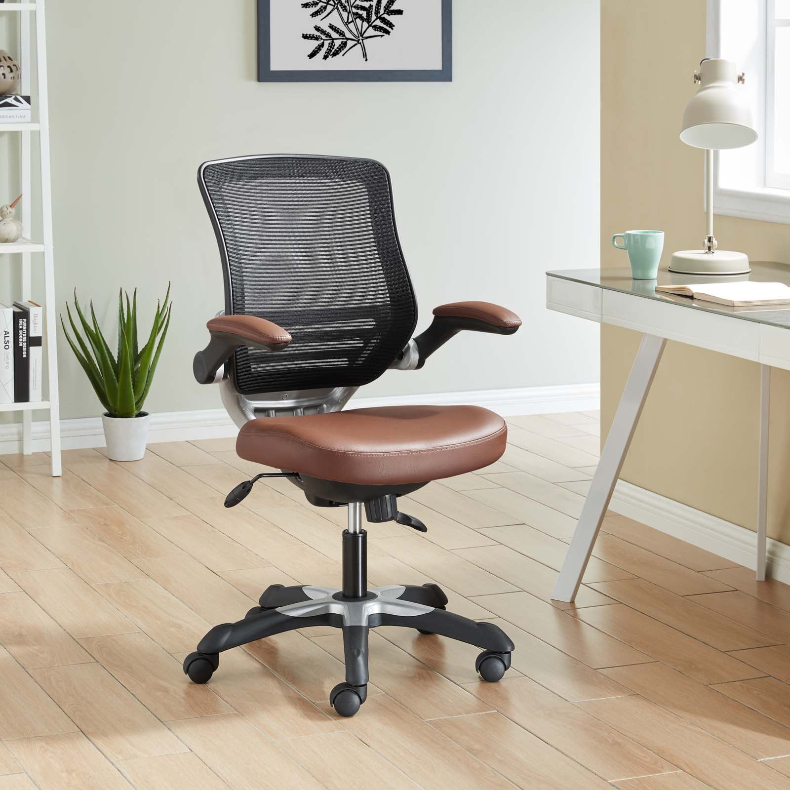 Modway Edge Vinyl Office Chair in Tan