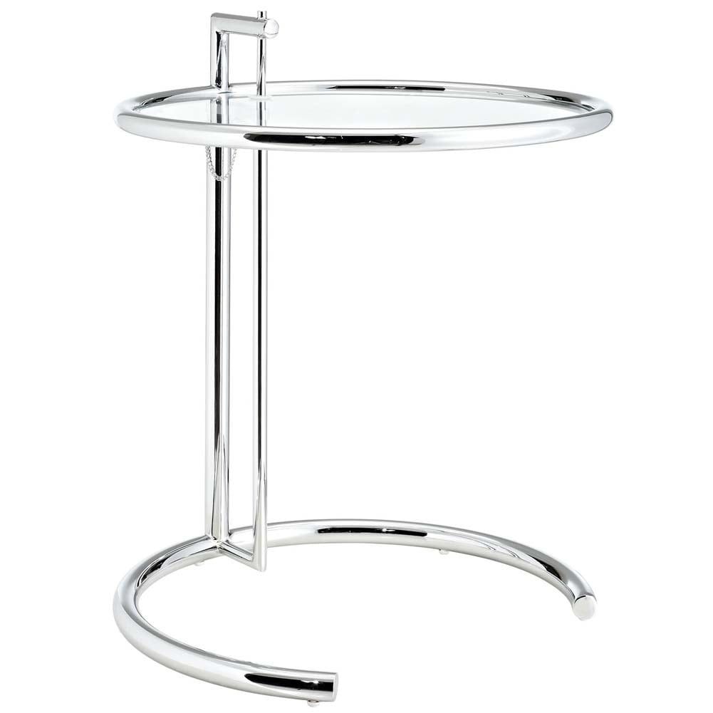 Eileen Gray Adjustable Chrome and Glass Round Side Table