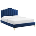 thumbnail image 1 of Modway Elise King Performance Velvet Platform Bed in Navy, 1 of 9