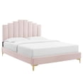 thumbnail image 1 of Modway Elise King Performance Velvet Platform Bed in Pink, 1 of 10