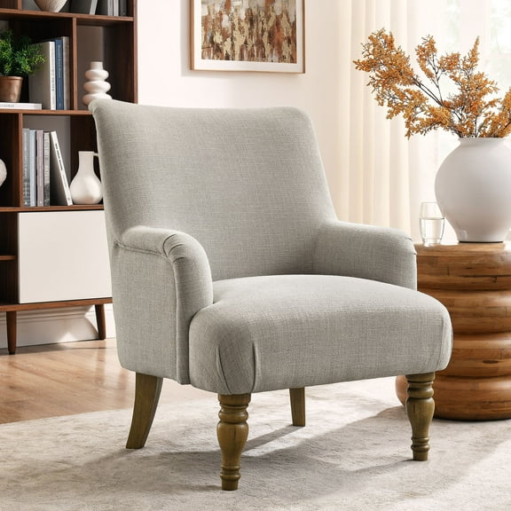 Modway Ellington Fabric Upholstered Accent Armchair in Linen