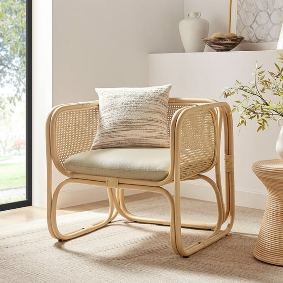 Modway Ellis Natural Rattan Accent Armchair in Natural