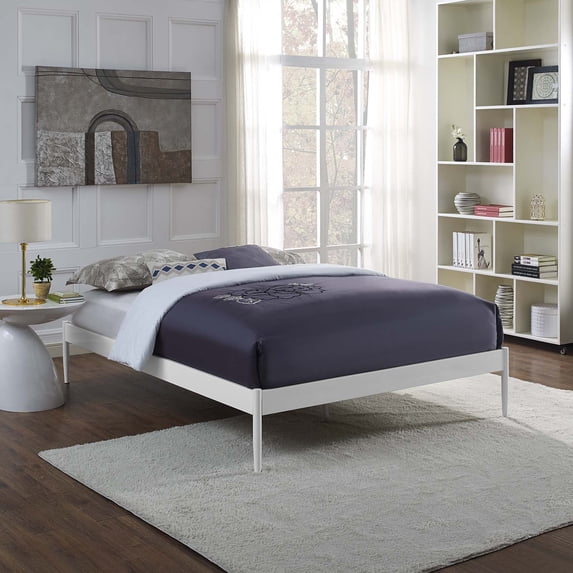 Modway Elsie Modern Sturdy Powder Coated Steel Full Bed Frame in White