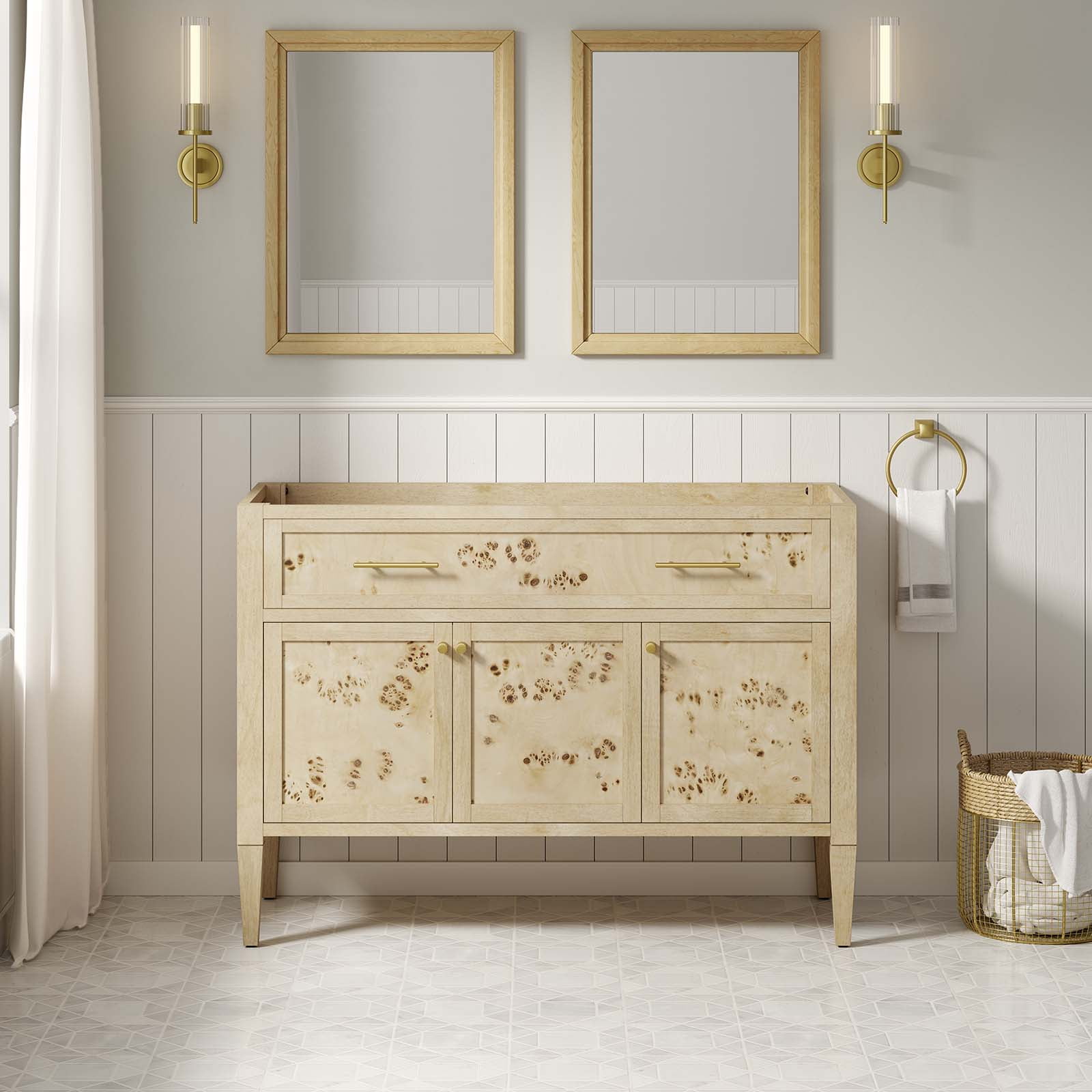 Elysian 48" Light Brown Mango Wood Double Bathroom Vanity