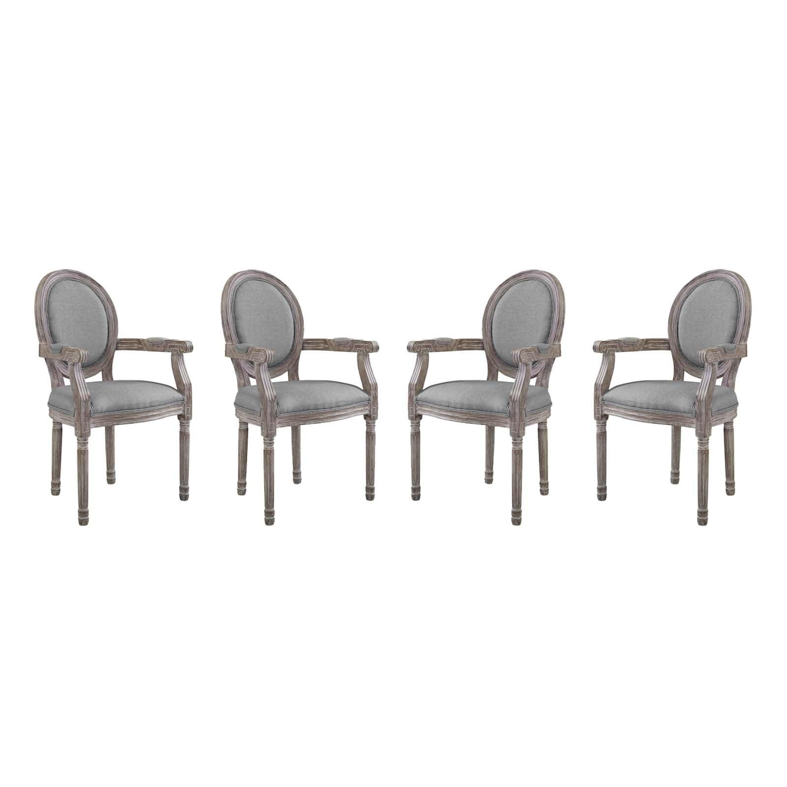 Emanate Fluted Wood Frame Light Gray Upholstered Armchair
