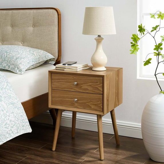 Modway Ember Wood Nightstand With USB Ports in Natural Natural