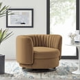 thumbnail image 1 of Modway Embrace Tufted Performance Velvet Swivel Chair in Black Cognac, 1 of 7