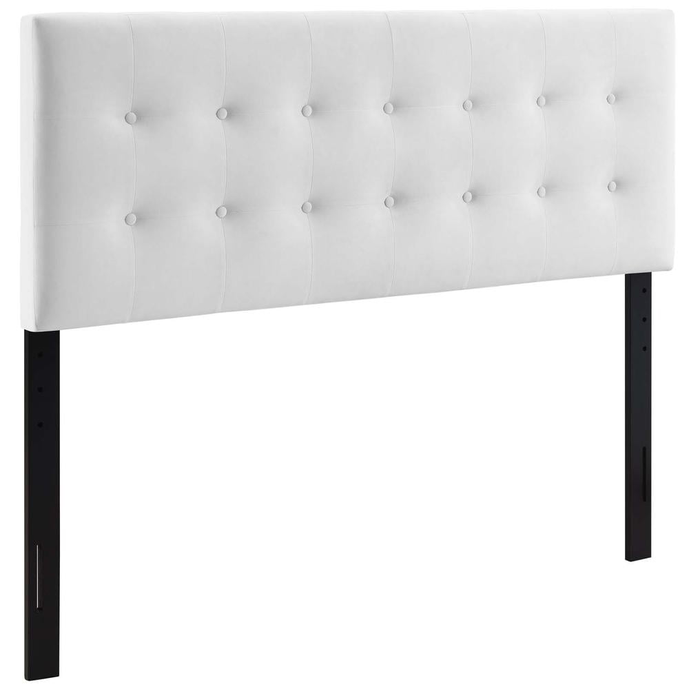 Emily White Faux Leather Tufted Full Headboard