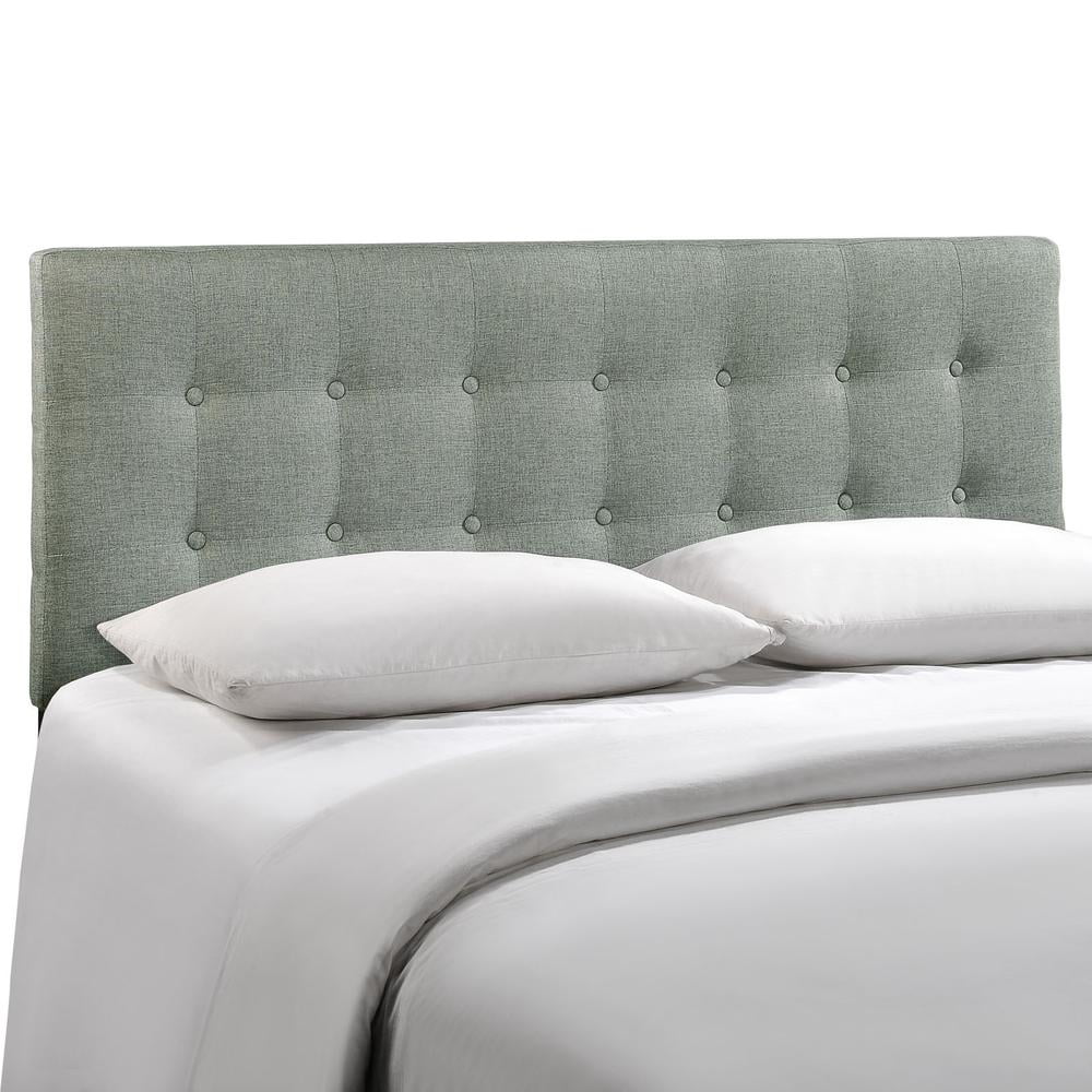 Gray Tufted Upholstered Full Headboard with Button Accents