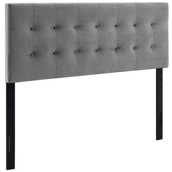 Modway Emily Queen Biscuit Tufted Performance Velvet Headboard in Gray