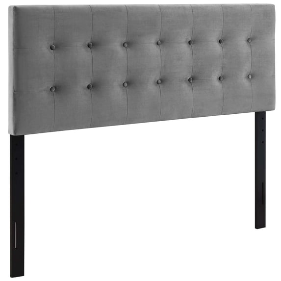 Modway Emily Queen Biscuit Tufted Performance Velvet Headboard in Gray