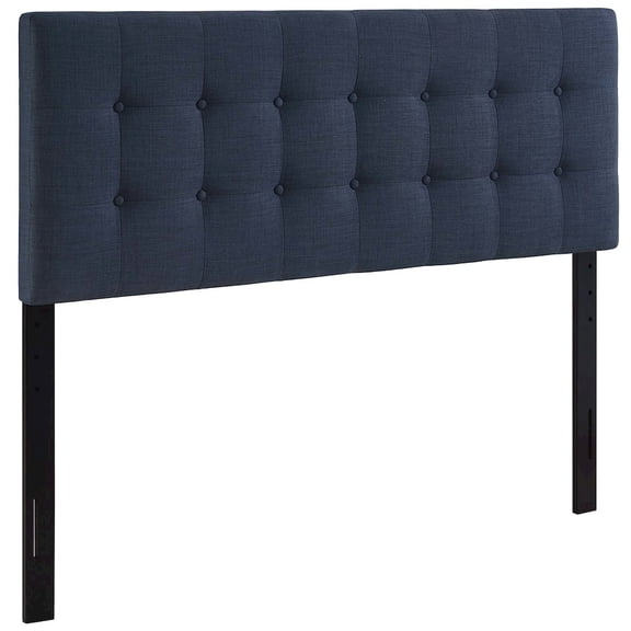 Modway Emily Queen Upholstered Polyester Fabric Headboard in Navy