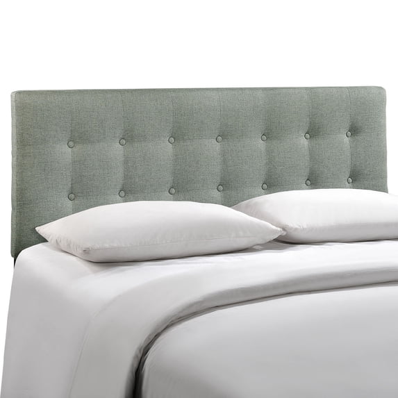 Modway Emily Tufted Button Linen Fabric Upholstered King Headboard in gray
