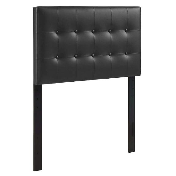 Emily Upholstered Vinyl Headboard-Color:Black,Size:Twin
