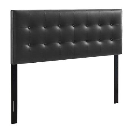 Modway Emily Full Upholstered Faux Leather and Wood Headboard in Black