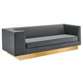 thumbnail image 1 of Modway Eminence Modern Performance Velvet Upholstered Sofa in Gray/Gold, 1 of 2