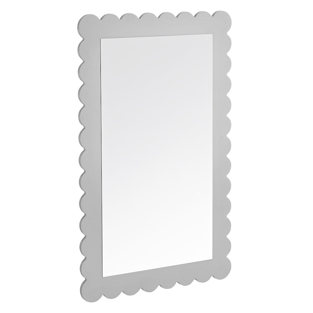 Emmeline Light Gray Scalloped Edge Rectangular Wall Mirror