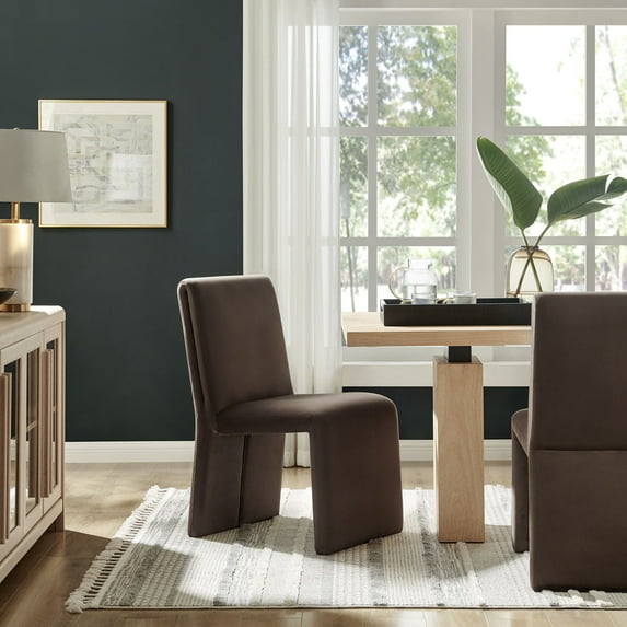 Emory Upholstered Performance Velvet Dining Side Chair in Chocolate