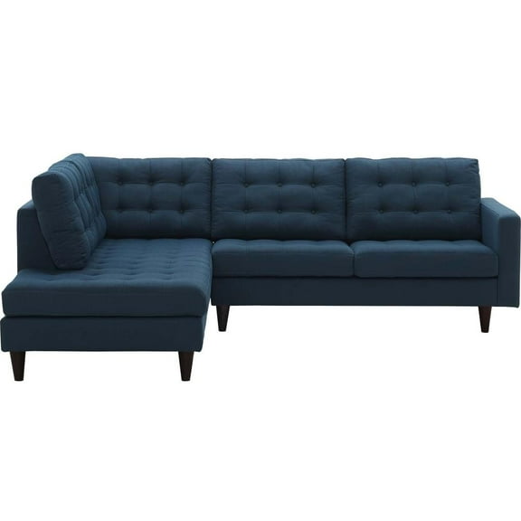 Modway Empress 2 Piece Upholstered Fabric Left Facing Bumper Sectional in Azure