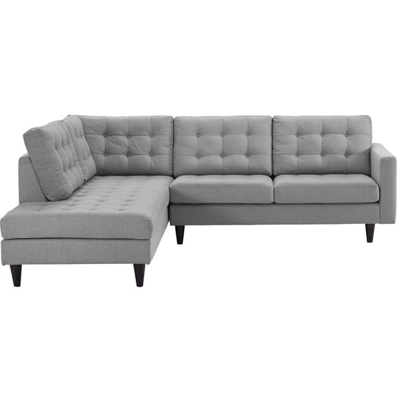 Modway Empress 2-Piece Fabric Upholstered Left-Facing Sectional in Light Gray
