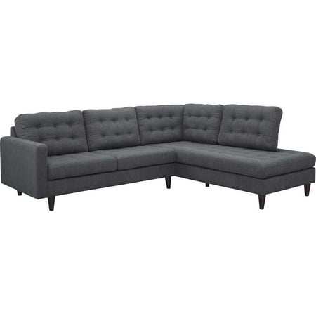 Modway Empress 2 Piece Upholstered Fabric Right Facing Sectional, Multiple Colors