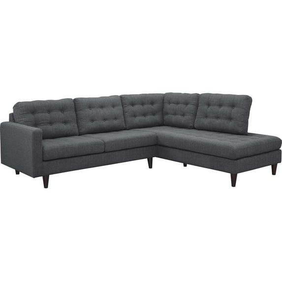 Modway Empress 2 Piece Upholstered Fabric Right Facing Sectional, Multiple Colors