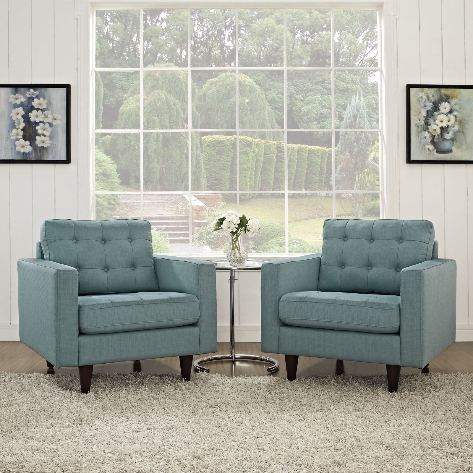 Empress Laguna Mid-Century Tufted Fabric Accent Chair