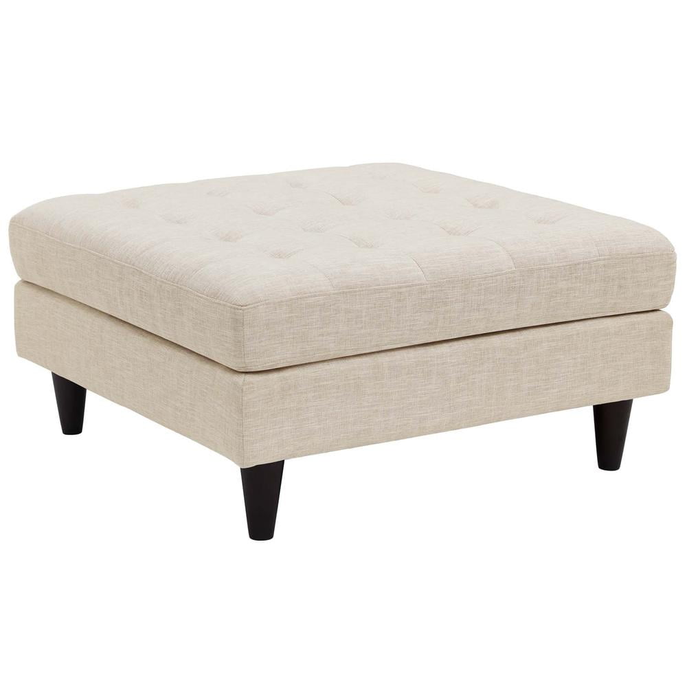 Beige Tufted Polyester Fabric Large Ottoman