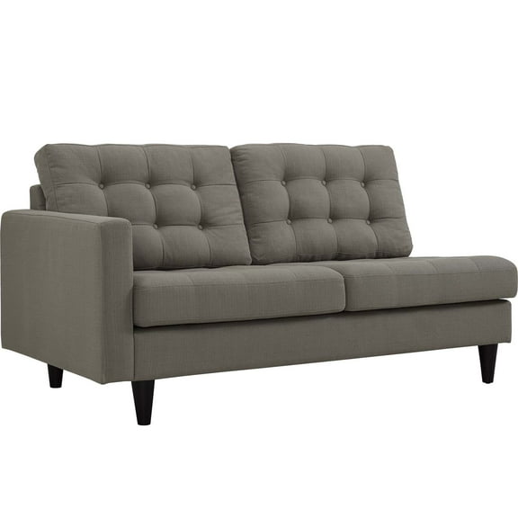 Modway Empress Left-Facing Upholstered Fabric Loveseat in Granite