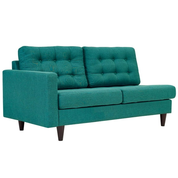 Modway Empress Left-Facing Upholstered Fabric Loveseat in Teal