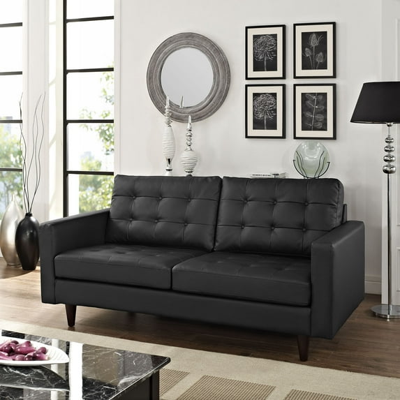 Modway Empress Bonded Leather Loveseat in Black