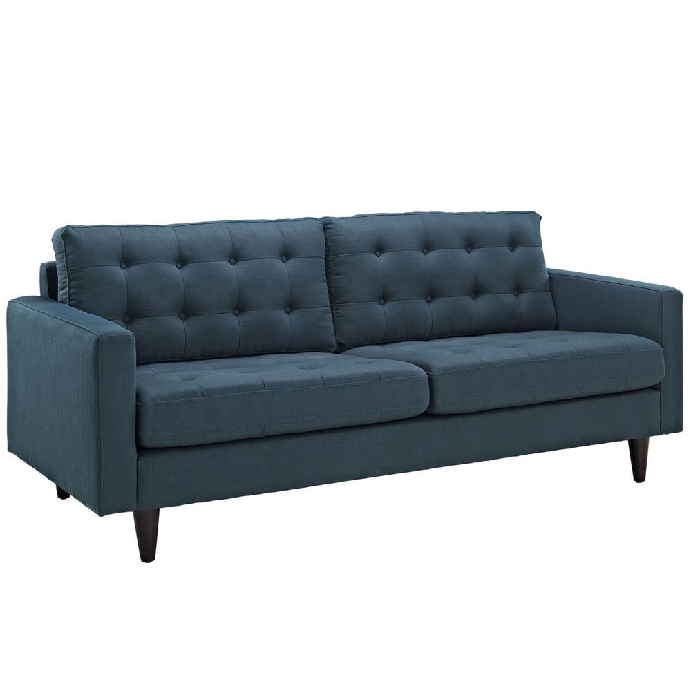 Empress Azure Fabric Tufted Sofa with Removable Cushions