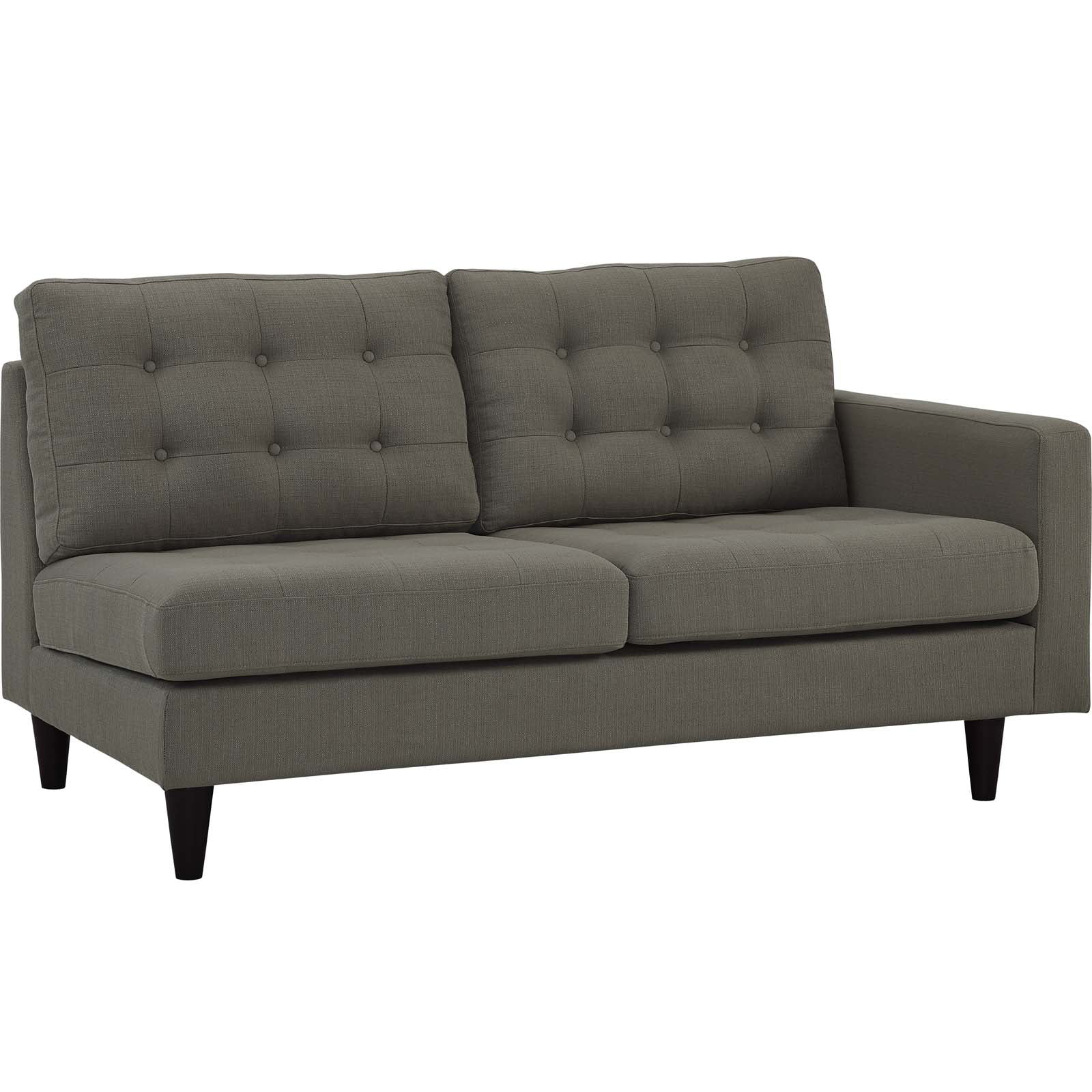 Modway Empress Right-Facing Upholstered Fabric Loveseat in Granite