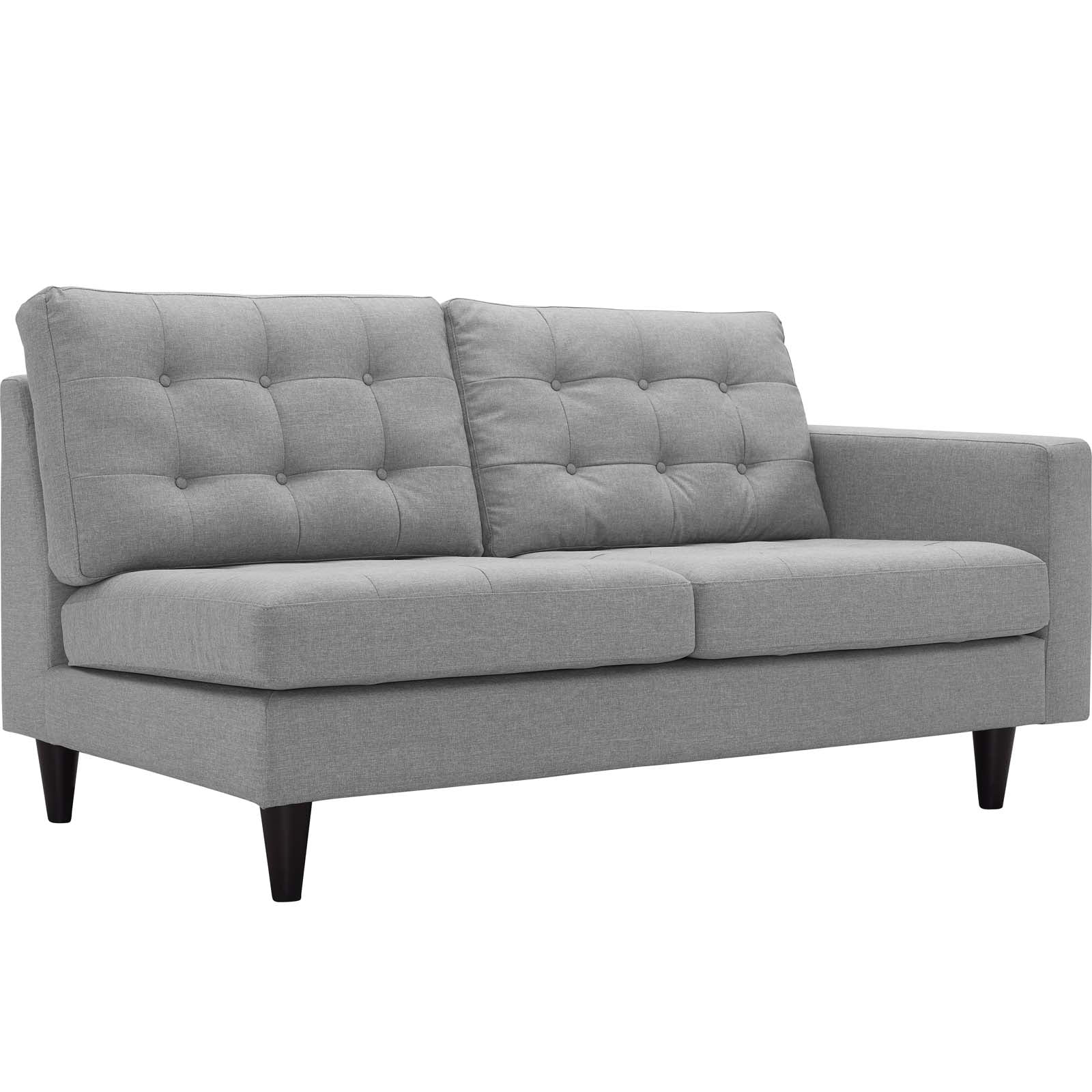 Light Gray Tufted Fabric Loveseat with Solid Wood Legs