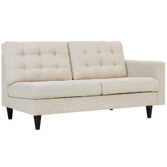 Modway Empress Right-Facing Upholstered Fabric Loveseat in Beige