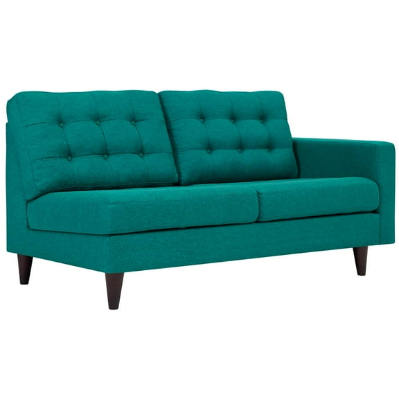 Modway Empress Right-Facing Upholstered Fabric Loveseat in Teal