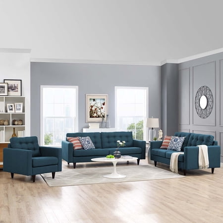 Modway Empress Sofa, Loveseat and Armchair, Set of 3, Multiple Colors