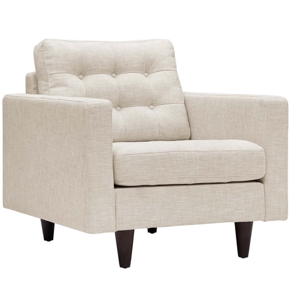 Modway Empress Modern Upholstered Fabric Tufted Armchair in Beige