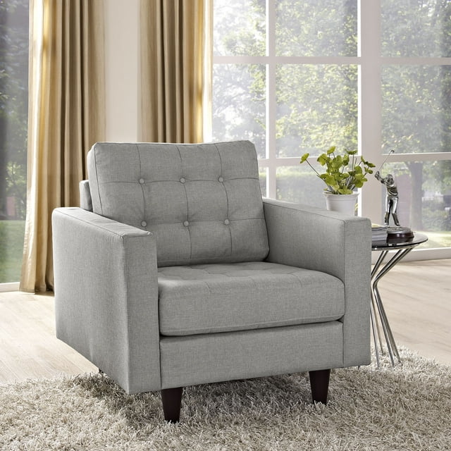 Modway Empress Upholstered Fabric Armchair in Light Gray