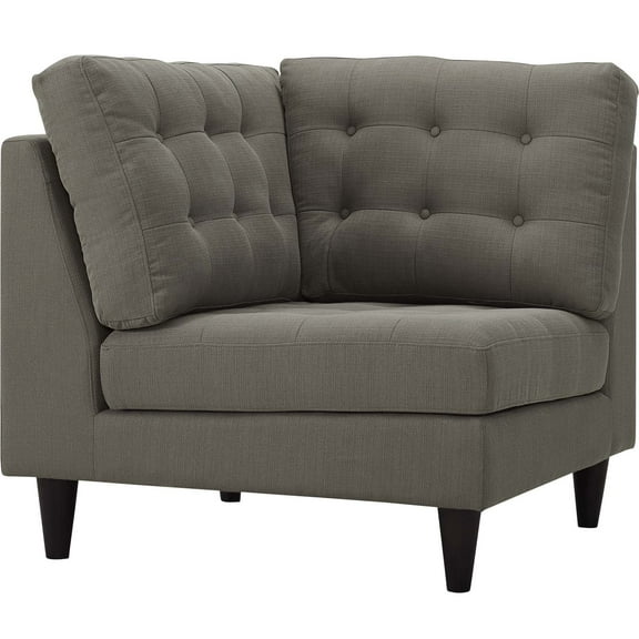 Modway Empress Upholstered Fabric Corner Sofa in Granite