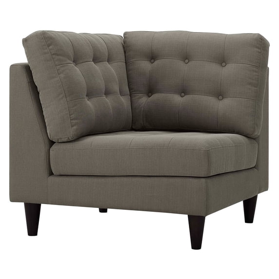 Modway Empress Upholstered Fabric Corner Sofa in Granite