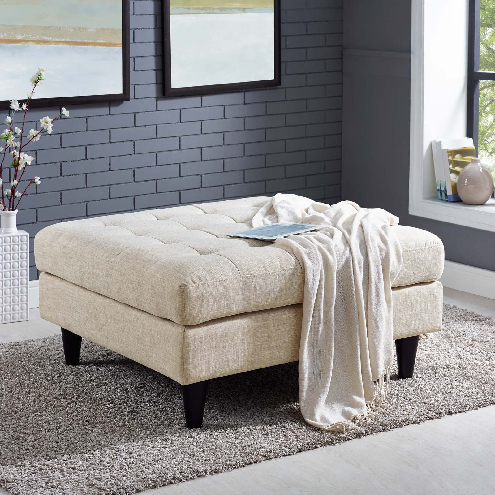 Modway empress upholstered fabric on sale large ottoman