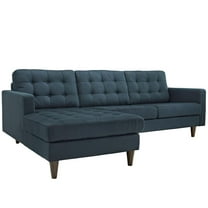Modway Empress Left-Facing Upholstered Fabric Sectional Sofa in Azure