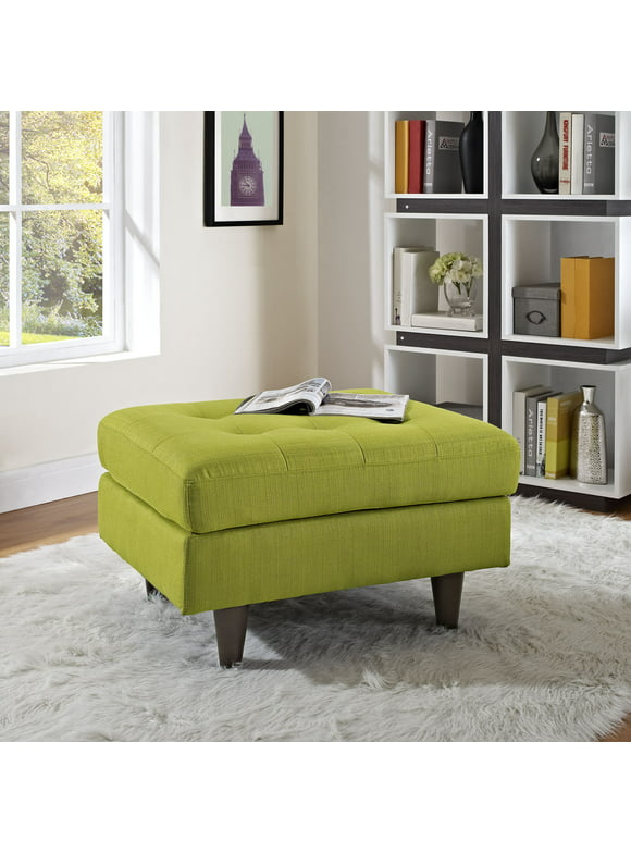 Modway Empress Upholstered Fabric Ottoman in Wheatgrass