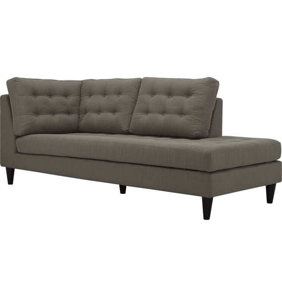 Modway Empress Upholstered Fabric Right Facing Bumper in Granite