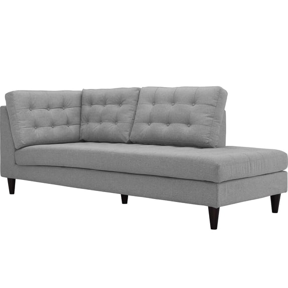 Modway Empress Upholstered Polyester Fabric Right Facing Chaise in Light Gray